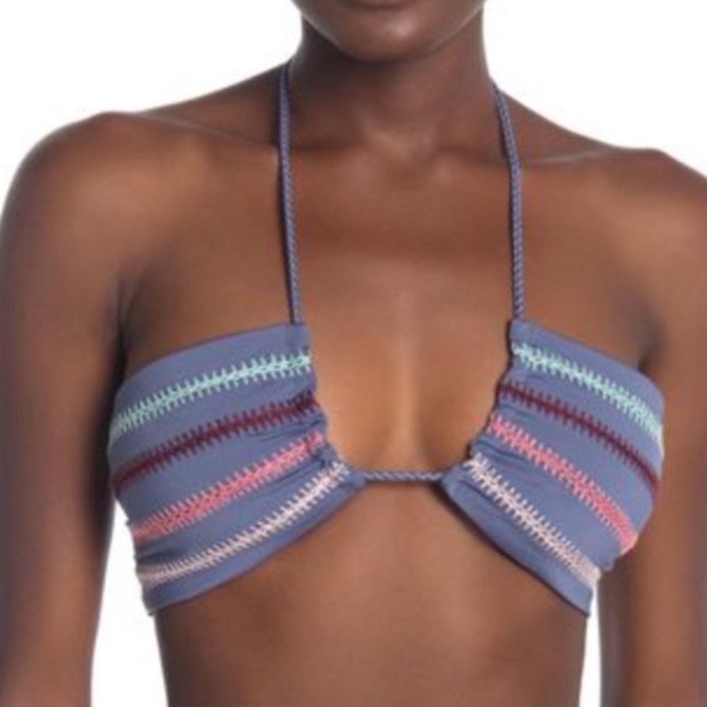 Dolce Vita Crochet Stripe Bandeau Bikini Top New